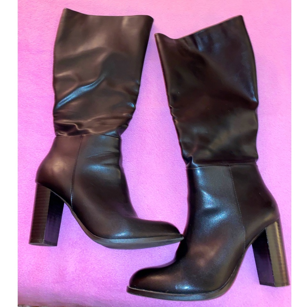 Black Leather Boots (Size 9) - worn once!